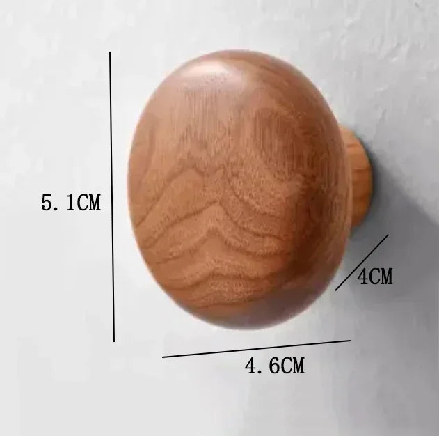 No-Drill Solid Wood Pebble Wall Hook