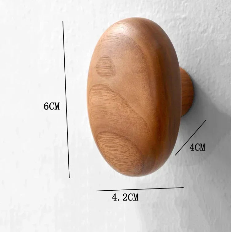 No-Drill Solid Wood Pebble Wall Hook