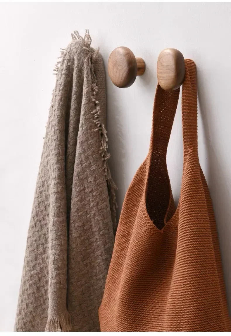 No-Drill Solid Wood Pebble Wall Hook