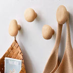 No-Drill Solid Wood Pebble Wall Hook
