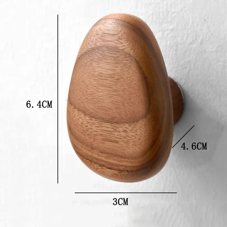 No-Drill Solid Wood Pebble Wall Hook