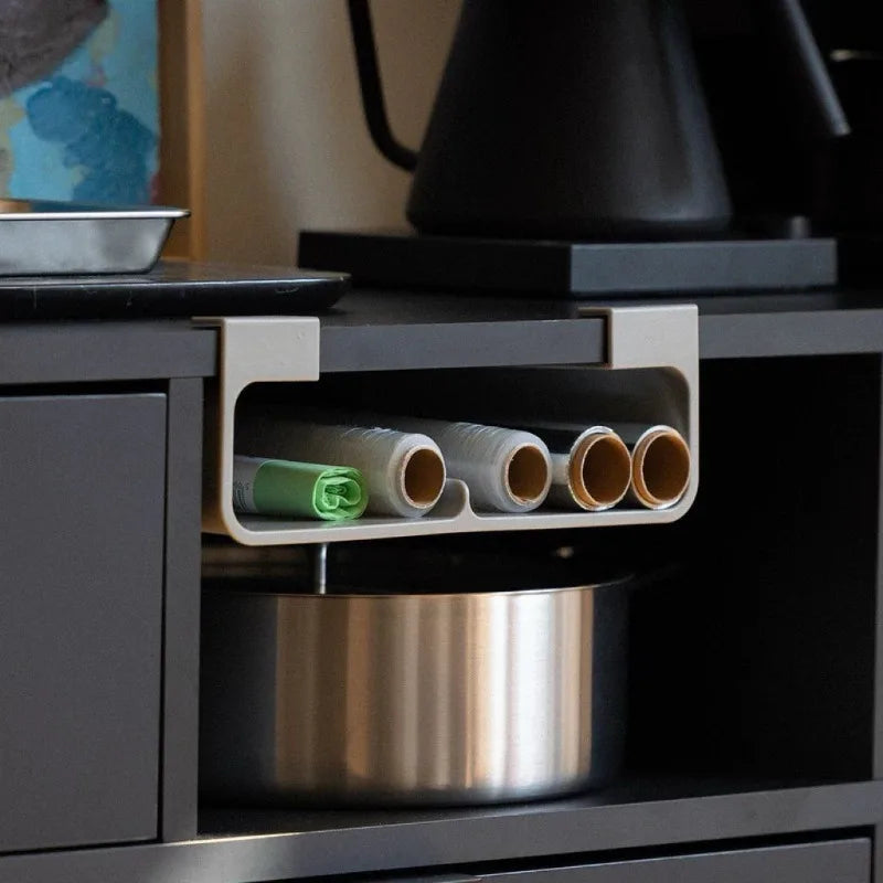 No-Drill Space-Saving Wrap & Foil Kitchen Organizer Shelf