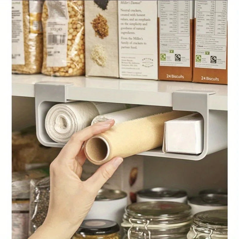 No-Drill Space-Saving Wrap & Foil Kitchen Organizer Shelf