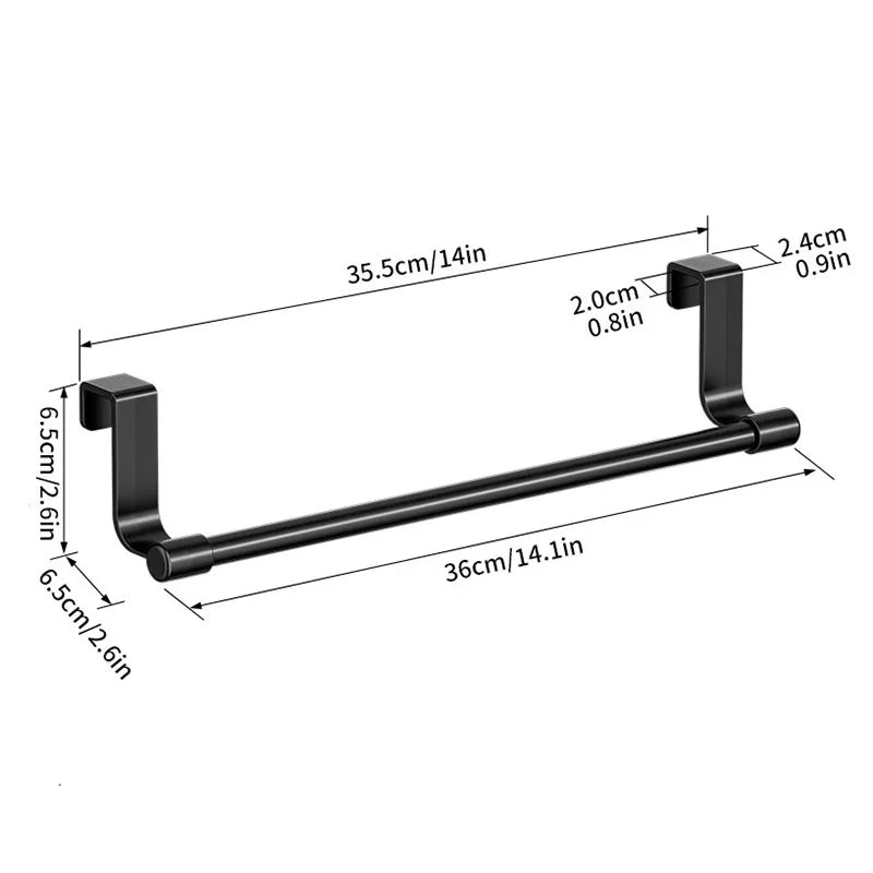 No-Drill Stainless Steel Over-the-Door Towel Rack