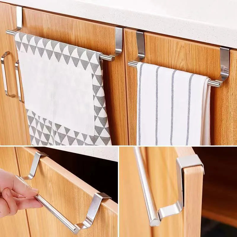 No-Drill Stainless Steel Over-the-Door Towel Rack