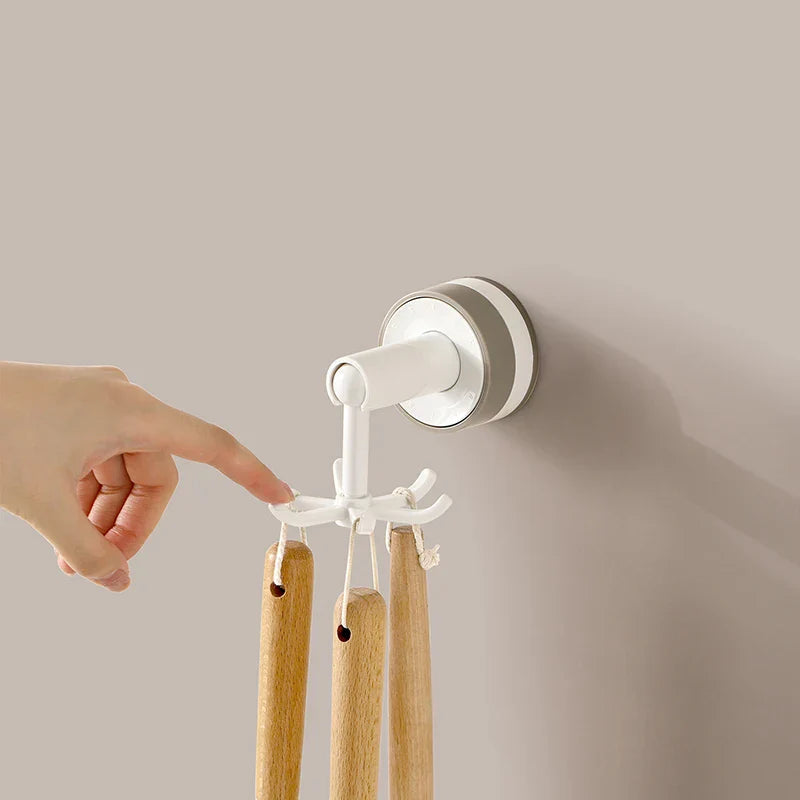 No-Drill Strong Suction 6-Arm Rotating Wall Hook
