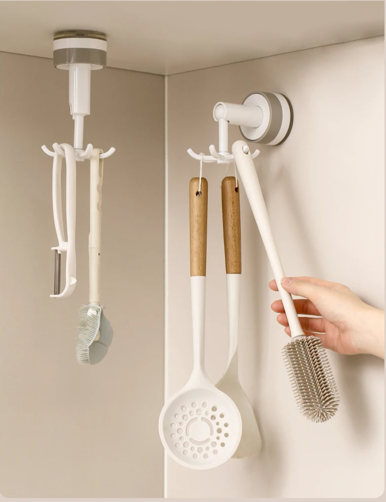 No-Drill Strong Suction 6-Arm Rotating Wall Hook