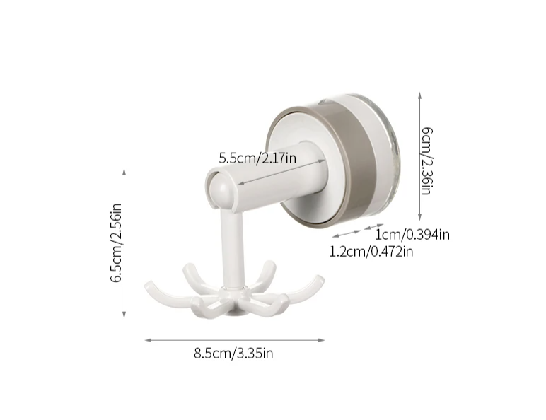 No-Drill Strong Suction 6-Arm Rotating Wall Hook