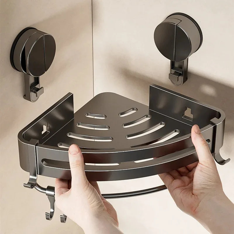 No-Drill Strong Suction Rustproof Aluminum Bathroom Shelf (Single-Tier)