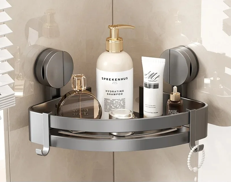 No-Drill Strong Suction Rustproof Aluminum Bathroom Shelf (Single-Tier)