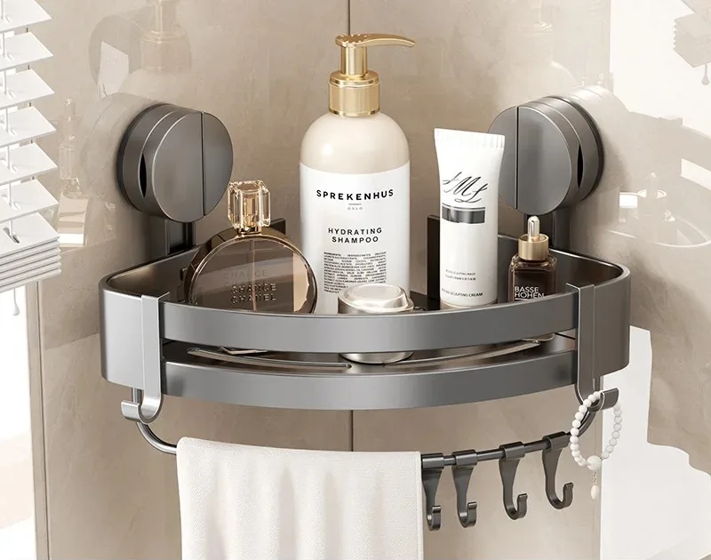 No-Drill Strong Suction Rustproof Aluminum Bathroom Shelf (Single-Tier)