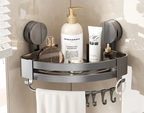 No-Drill Strong Suction Rustproof Aluminum Bathroom Shelf (Single-Tier)
