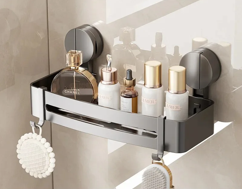 No-Drill Strong Suction Rustproof Aluminum Bathroom Shelf (Single-Tier)