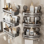 No-Drill Strong Suction Rustproof Aluminum Bathroom Shelf (Single-Tier)