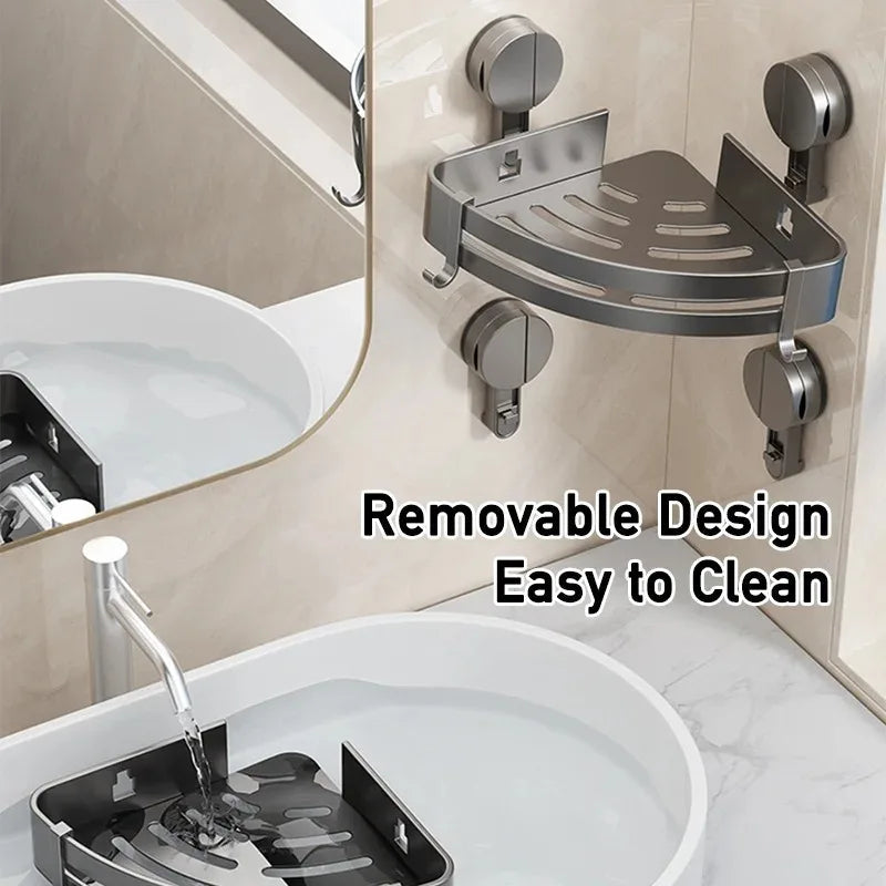 No-Drill Strong Suction Rustproof Aluminum Bathroom Shelf (Single-Tier)