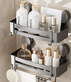 No-Drill Strong Suction Rustproof Aluminum Bathroom Shelf (Single-Tier)