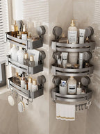 No-Drill Strong Suction Rustproof Aluminum Bathroom Shelf (Single-Tier)