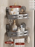 No-Drill Strong Suction Rustproof Aluminum Bathroom Shelf (Single-Tier)