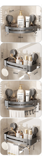 No-Drill Strong Suction Rustproof Aluminum Bathroom Shelf (Single-Tier)
