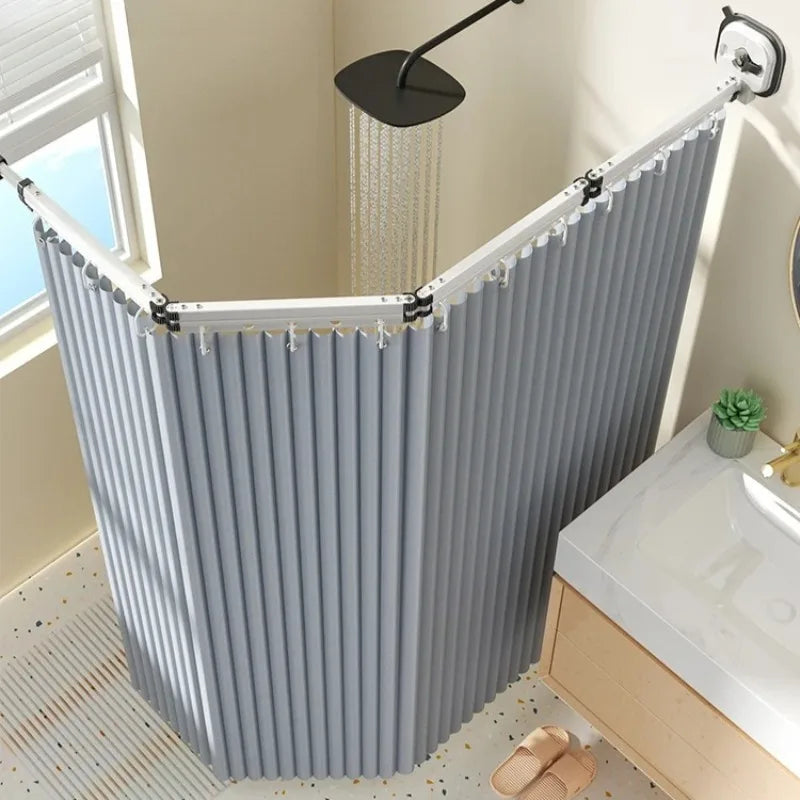 No-Drill Suction & Magnetic Seal Shower Curtain Set