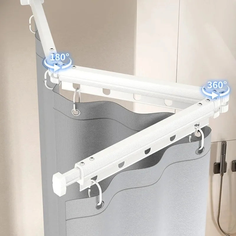 No-Drill Suction & Magnetic Seal Shower Curtain Set