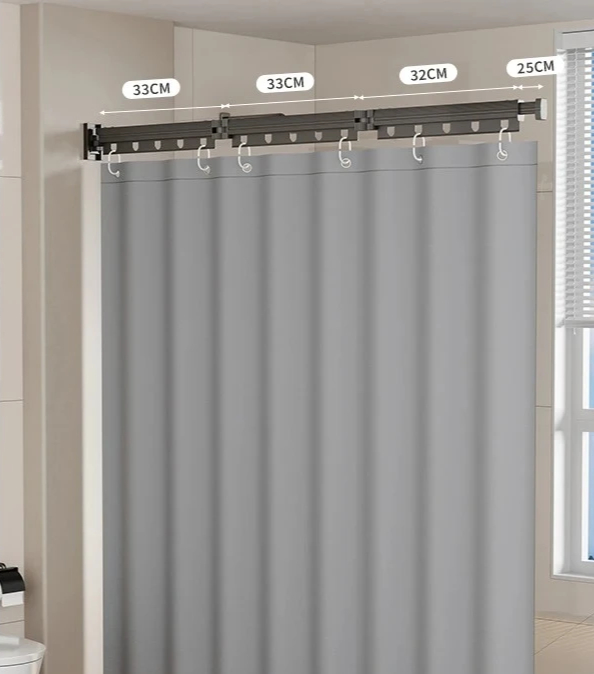 No-Drill Suction & Magnetic Seal Shower Curtain Set