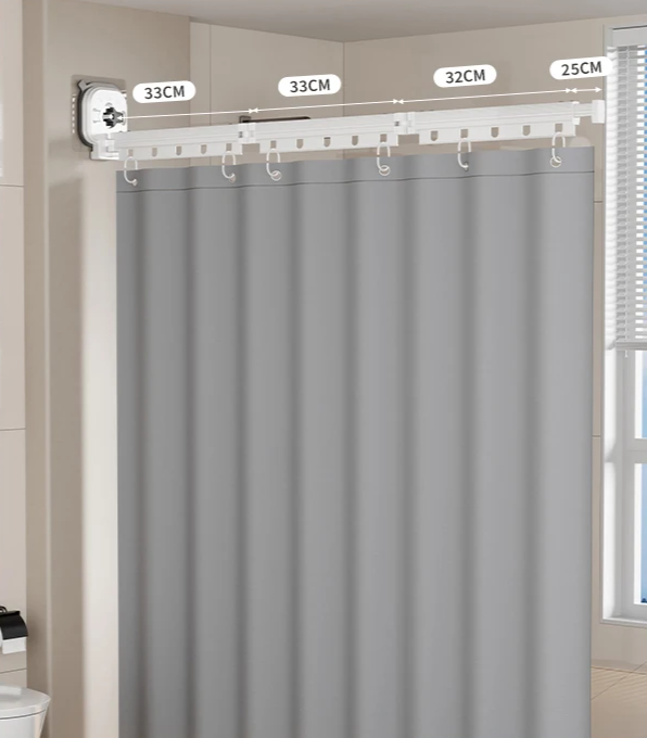 No-Drill Suction & Magnetic Seal Shower Curtain Set