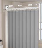 No-Drill Suction & Magnetic Seal Shower Curtain Set