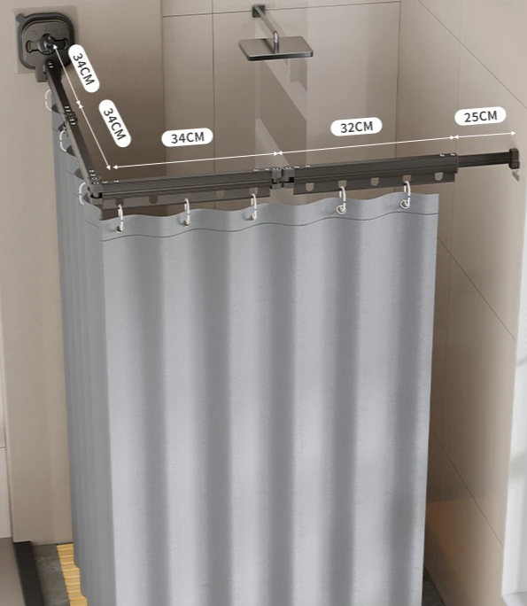 No-Drill Suction & Magnetic Seal Shower Curtain Set