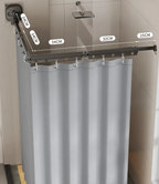 No-Drill Suction & Magnetic Seal Shower Curtain Set