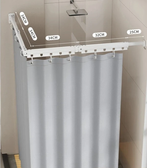 No-Drill Suction & Magnetic Seal Shower Curtain Set