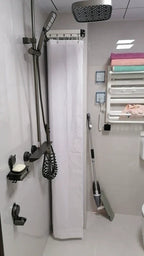 No-Drill Suction & Magnetic Seal Shower Curtain Set