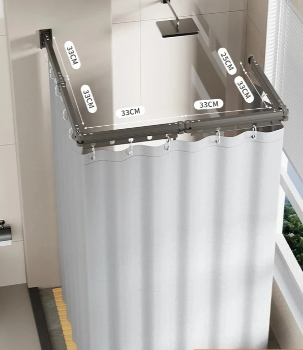 No-Drill Suction & Magnetic Seal Shower Curtain Set