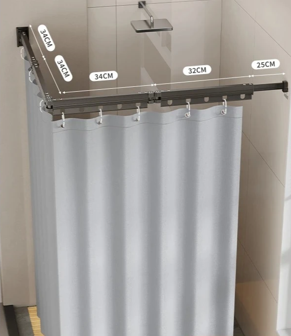 No-Drill Suction & Magnetic Seal Shower Curtain Set
