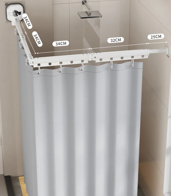 No-Drill Suction & Magnetic Seal Shower Curtain Set