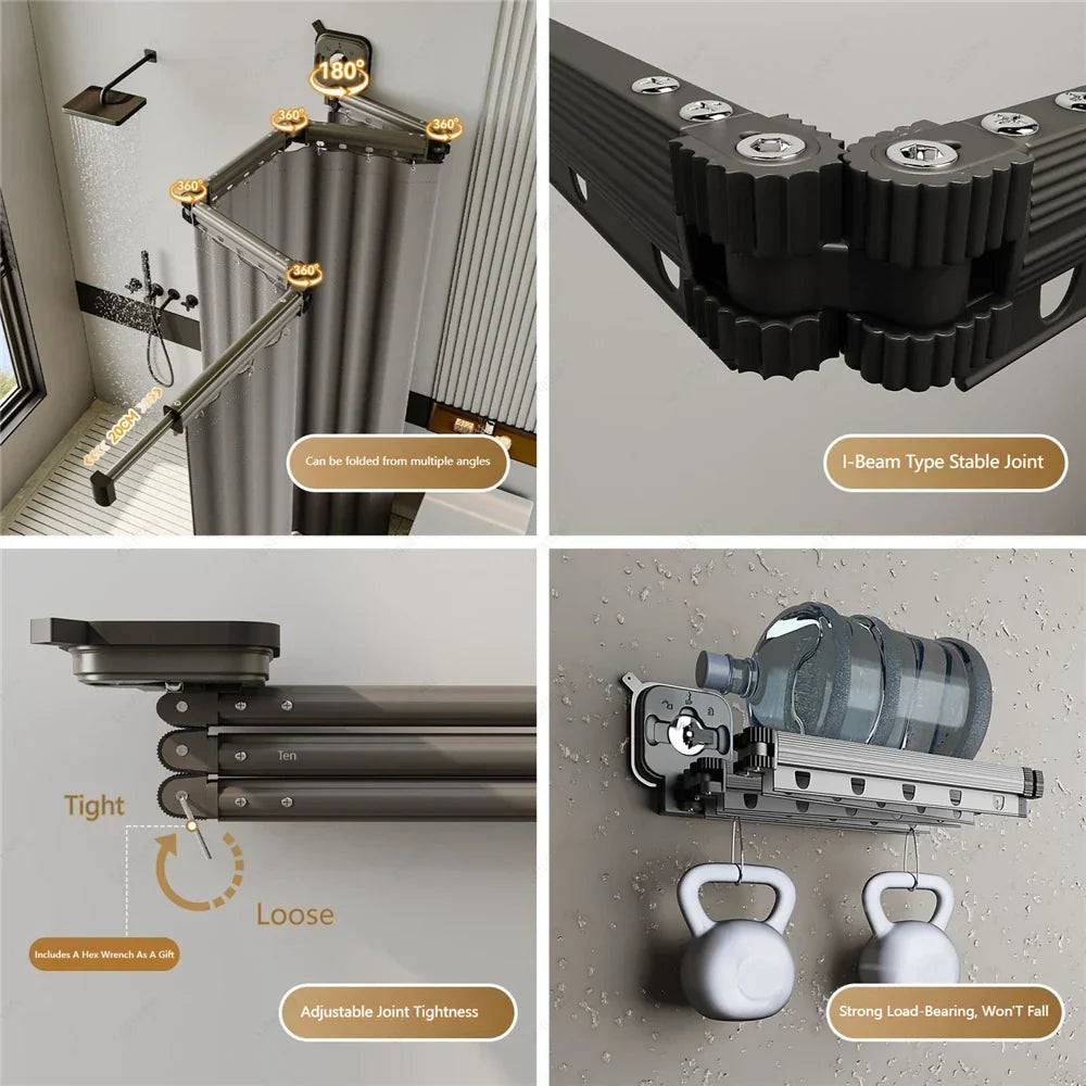 No-Drill Suction Telescopic Rustproof Aluminum Shower Curtain Rod
