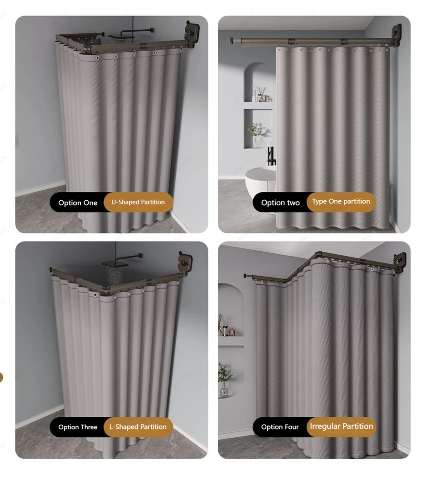 No-Drill Suction Telescopic Rustproof Aluminum Shower Curtain Rod