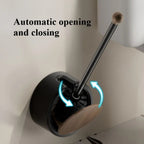 No-Drill Wall-Mounted Long-Handle Toilet Brush (Wood-Grain Finish)