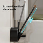 No-Drill Wall-Mounted Long-Handle Toilet Brush (Wood-Grain Finish)