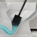No-Drill Wall-Mounted Long-Handle Toilet Brush (Wood-Grain Finish)
