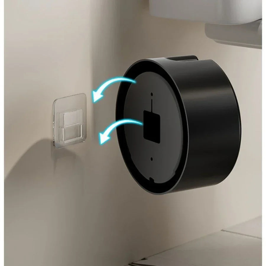 No-Drill Wall-Mounted Long-Handle Toilet Brush (Wood-Grain Finish)