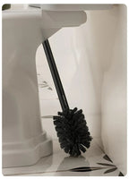 No-Drill Wall-Mounted Long-Handle Toilet Brush (Wood-Grain Finish)