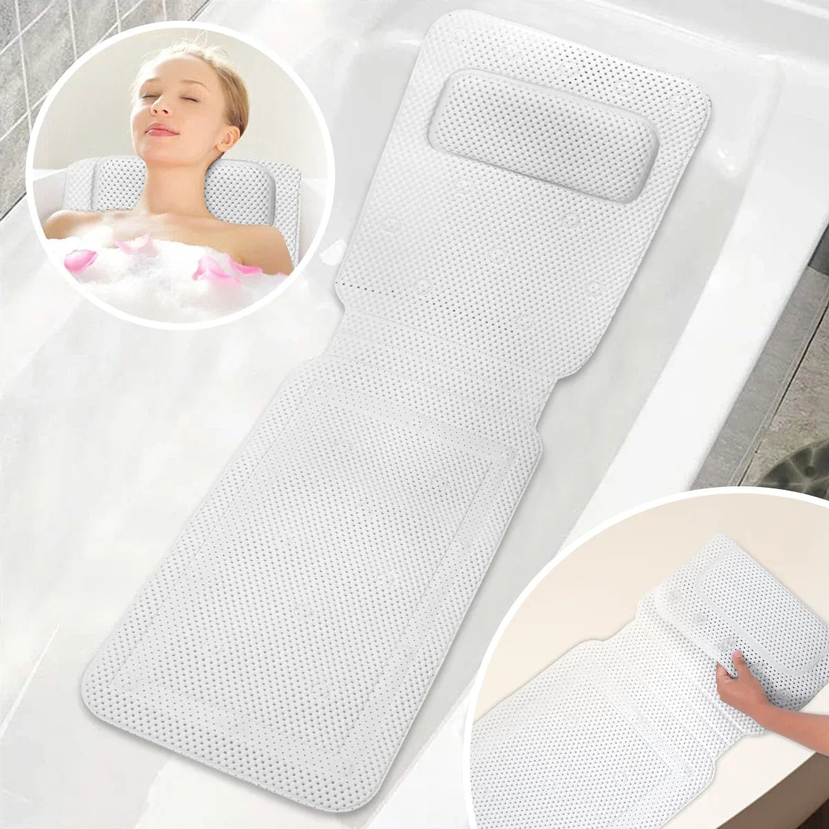 Non-Slip Full-Body Ergonomic Bathtub Mat (30 Suction Cups)