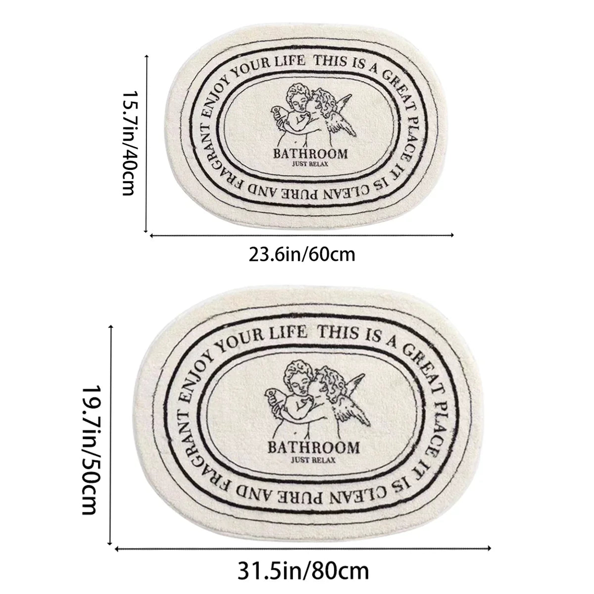 Non-Slip Plush Polyester Bath Mat (Angel Motif)