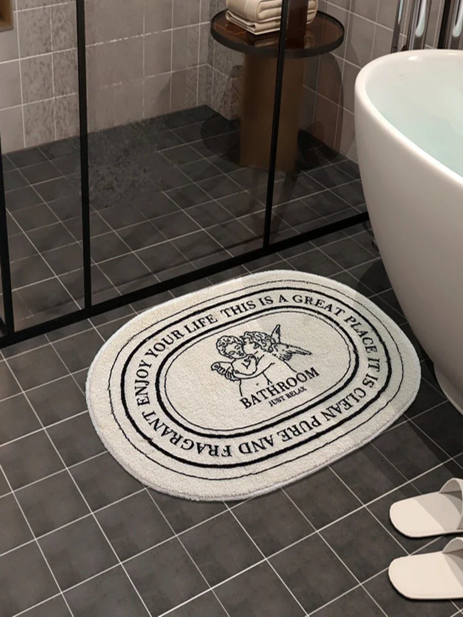 Non-Slip Plush Polyester Bath Mat (Angel Motif)