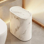 Nordic Marble Finish Slim Push-Top Waste Bin