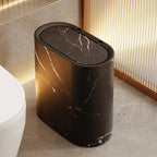 Nordic Marble Finish Slim Push-Top Waste Bin