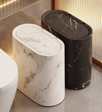 Nordic Marble Finish Slim Push-Top Waste Bin