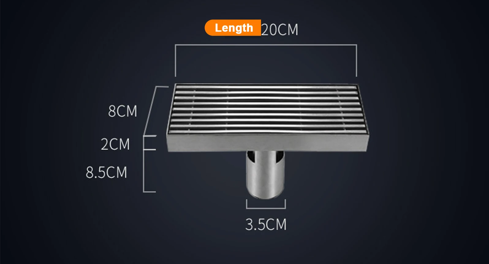 Odor-Reducing Brushed 304 Stainless Steel Floor Drain (Square)