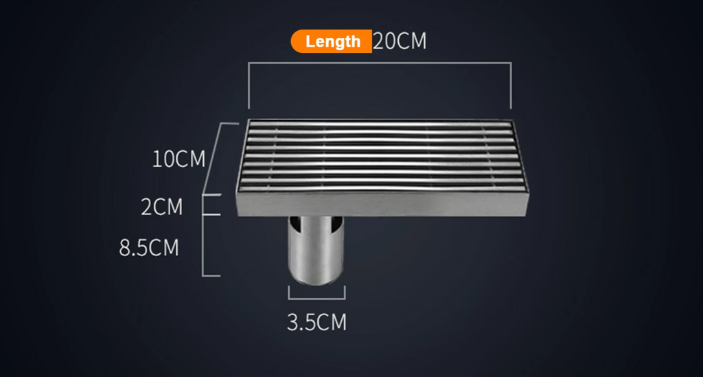 Odor-Reducing Brushed 304 Stainless Steel Floor Drain (Square)